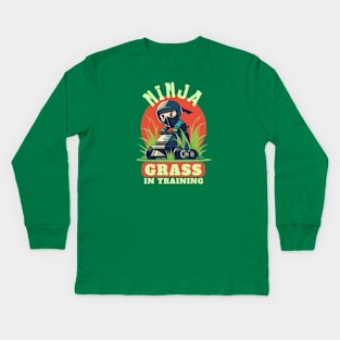 Ninja Grass In Training Kids Long Sleeve T-Shirt